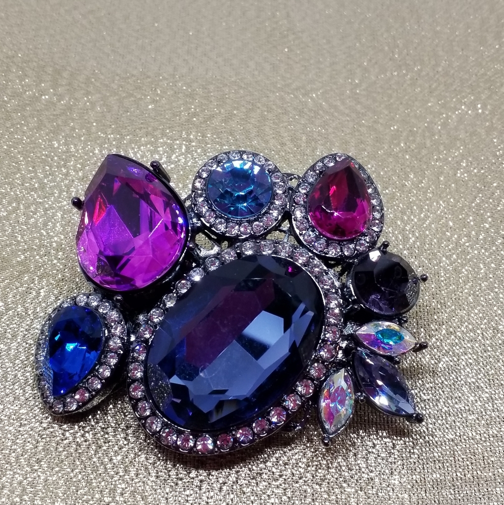 Multi-color Rhinestone Hair Brooch